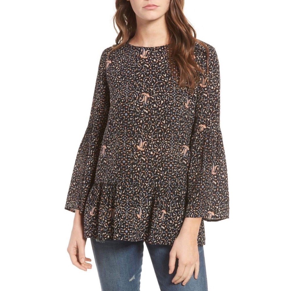 ✨Madewell Fiesta Paisley Silk Bell Sleeve Top✨
